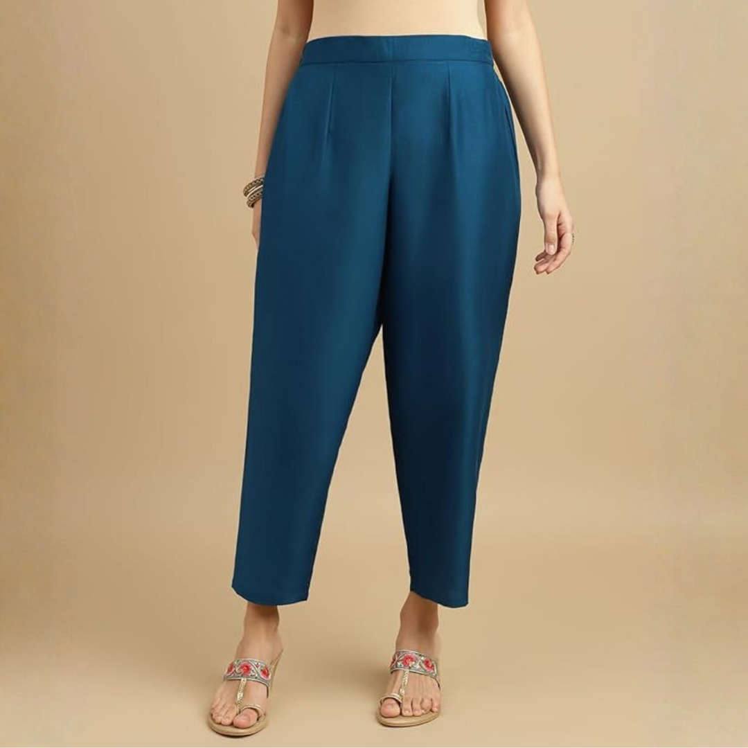 Blue Embroidered Rayon Slub Straight Kurta Pant Dupatta Set