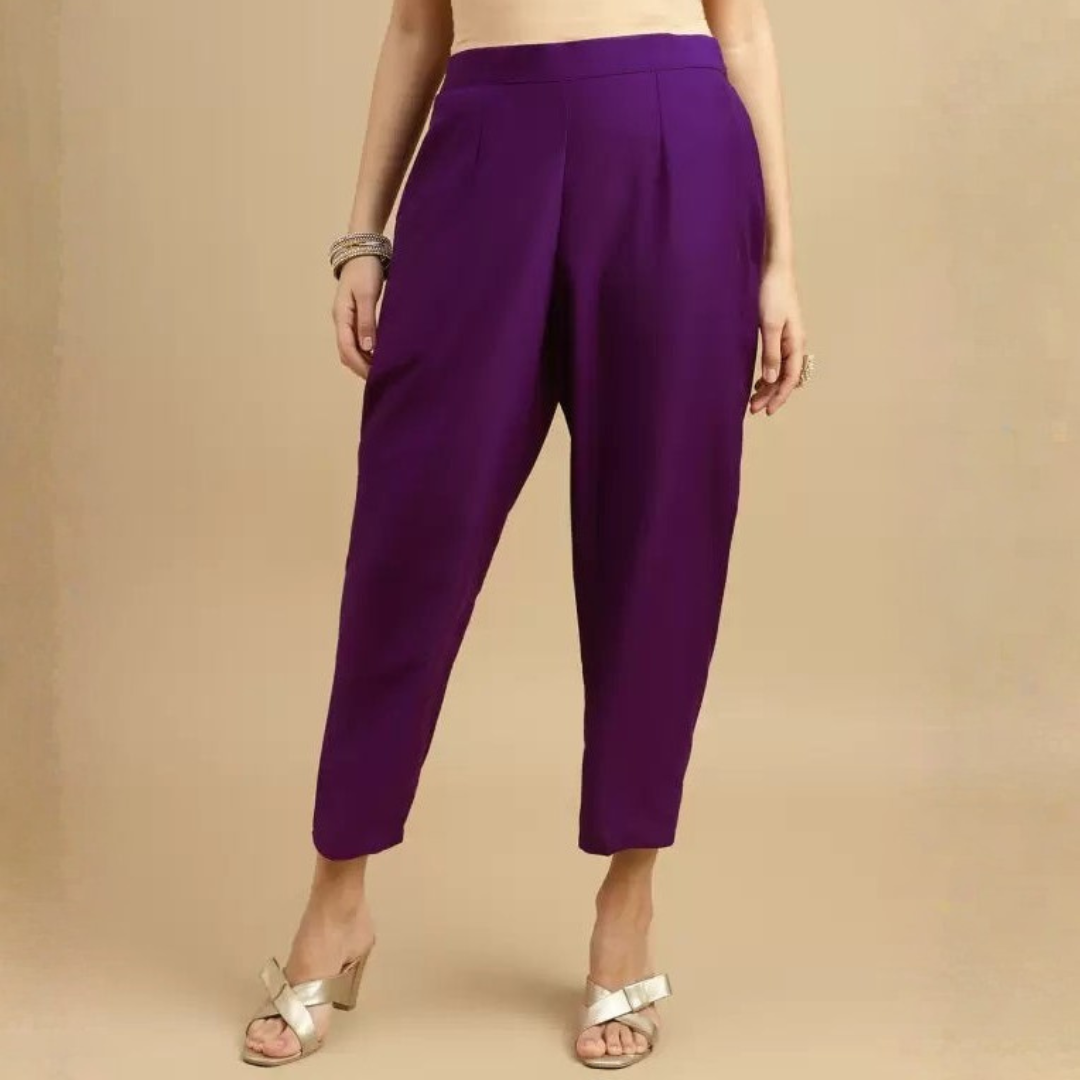 Purple Embroidered Rayon Slub Straight Kurta Pant Dupatta Set