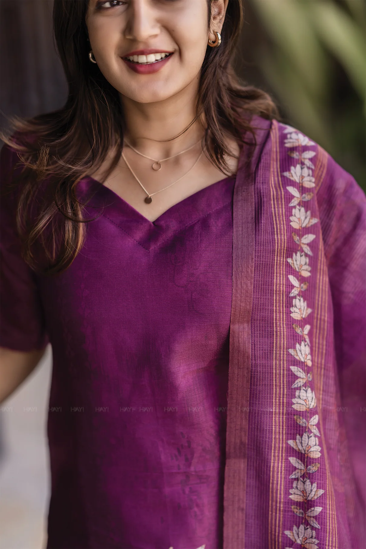 Pink printed 2 Piece Muslin Shimmer Silk Kurta with Dupatta