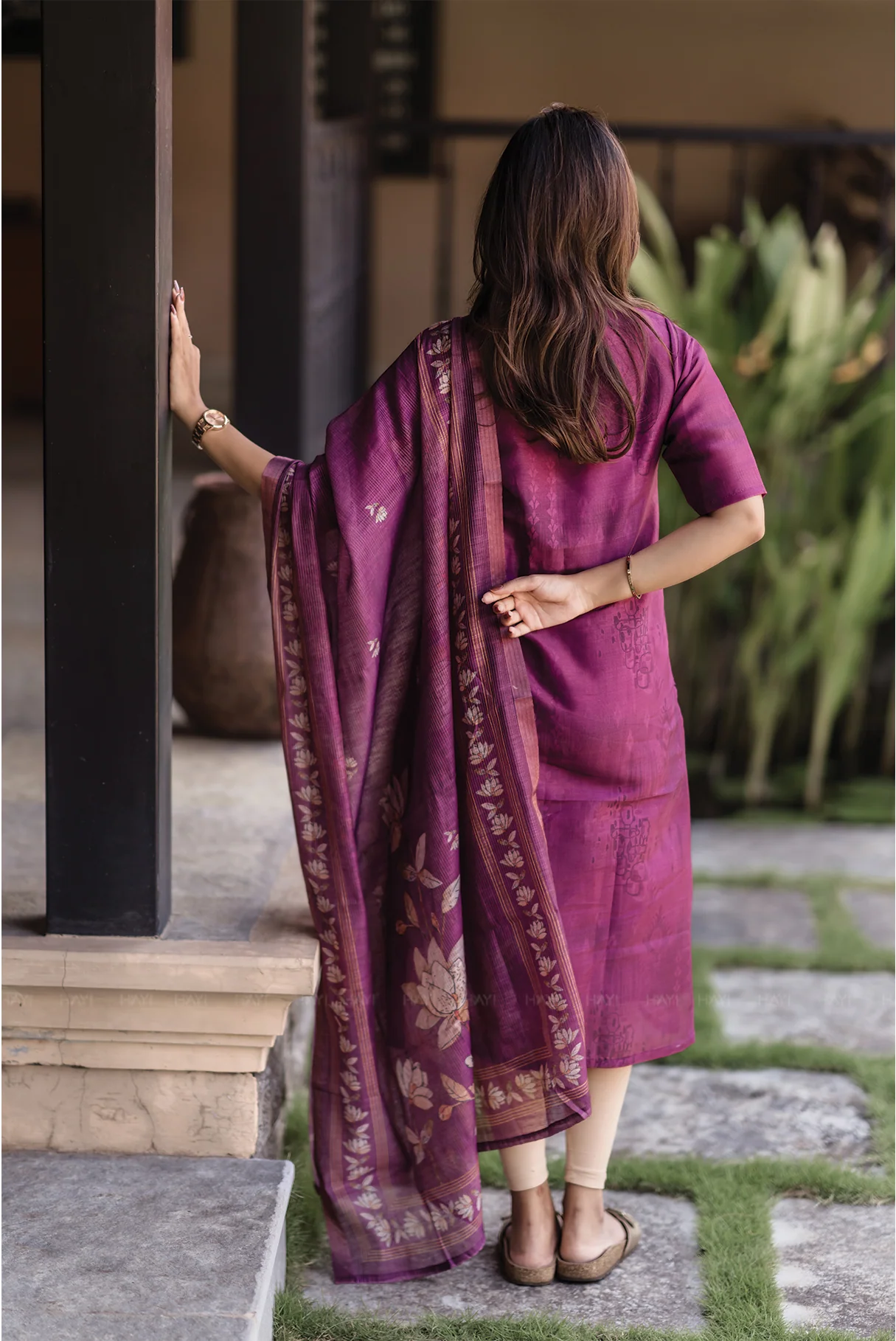 Pink printed 2 Piece Muslin Shimmer Silk Kurta with Dupatta