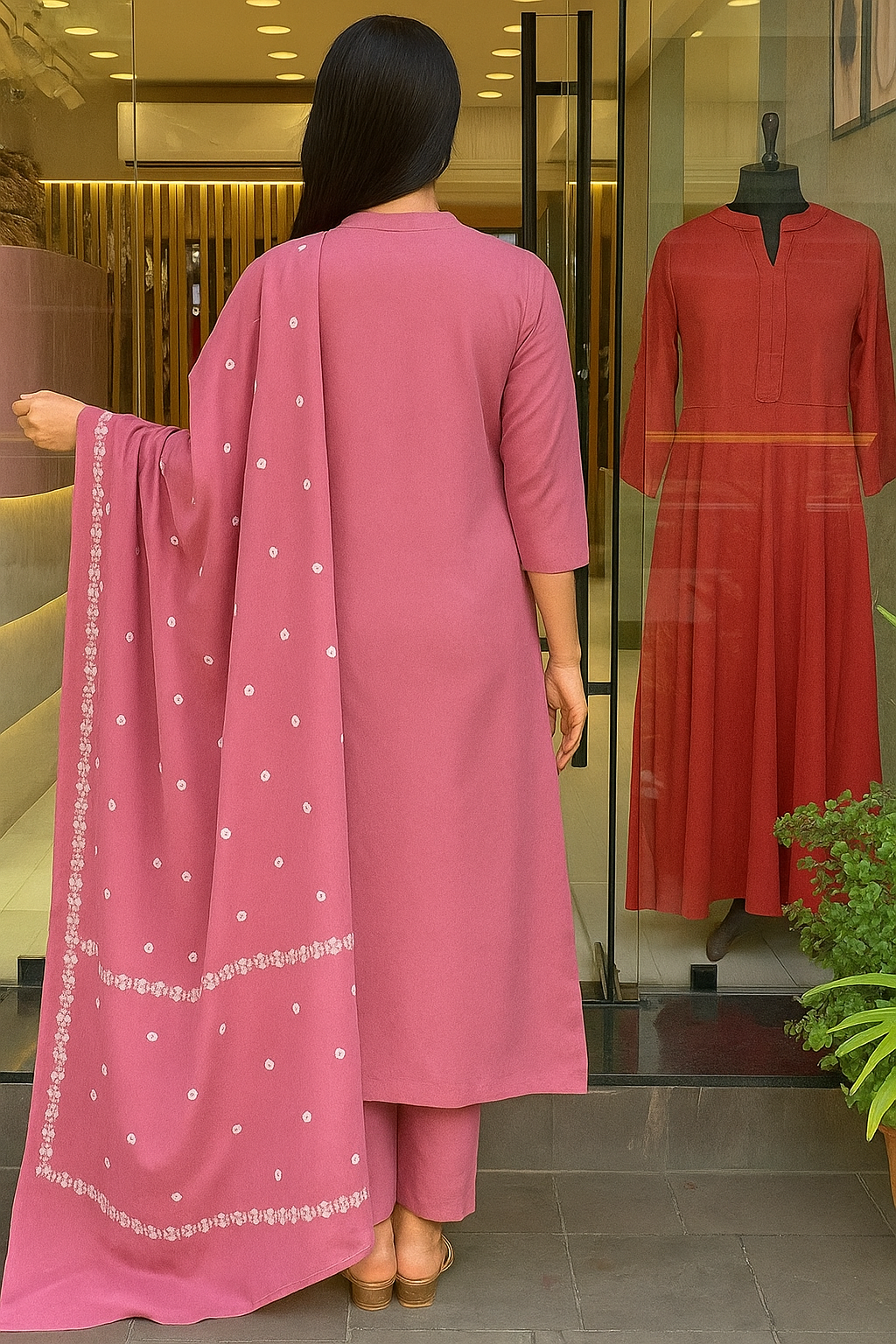 Impressive Pink Cotton Flared Kurta Pant Set with Dupatta for Daily Festive Wear