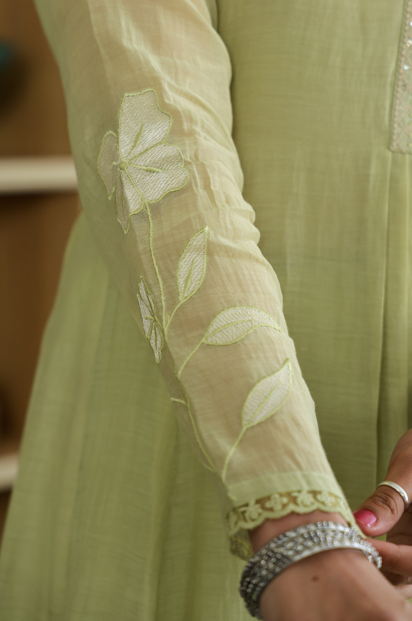 PISTA CHANDERI SILK KURTA WITH PANT AND EMBROIDERED DUPATTA